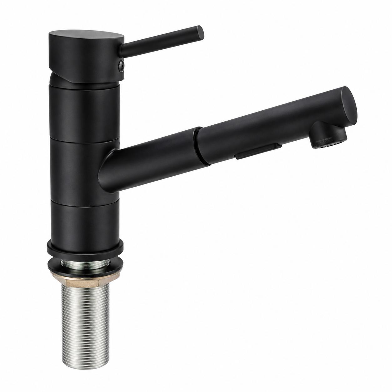 Modern Matte Black Pull-Down Kitchen Faucet – New