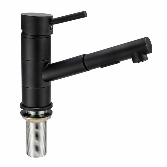 Modern Matte Black Pull-Down Kitchen Faucet – New