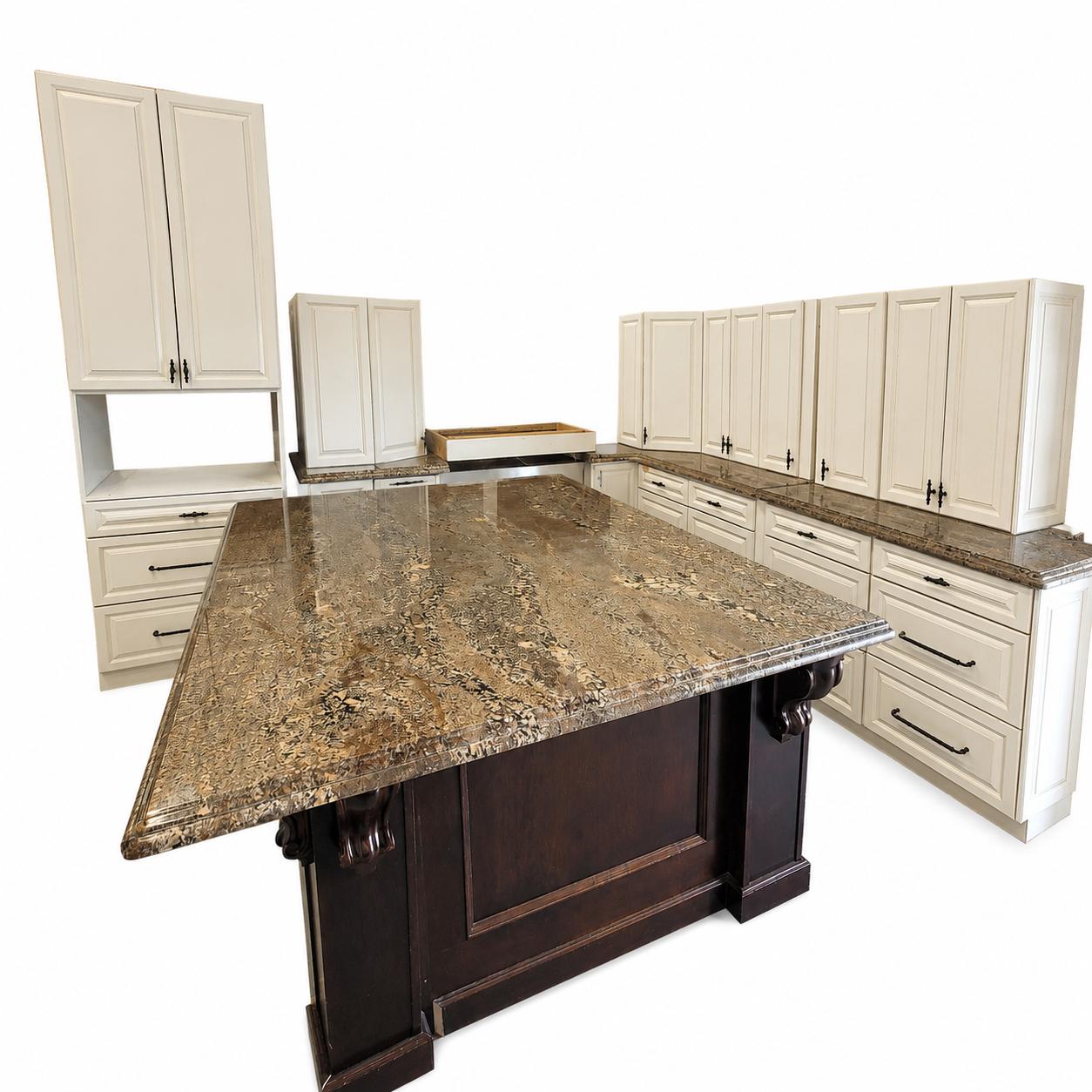 Premium White Kitchen with Granite Countertops & Large Island SK40