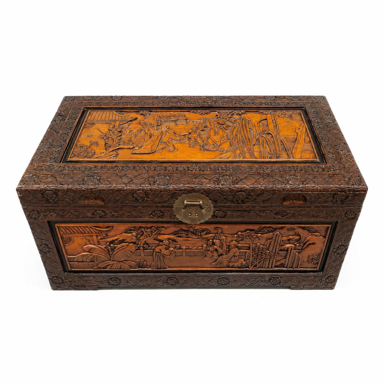 Hand-Carved Decorative Wooden Storage Chest