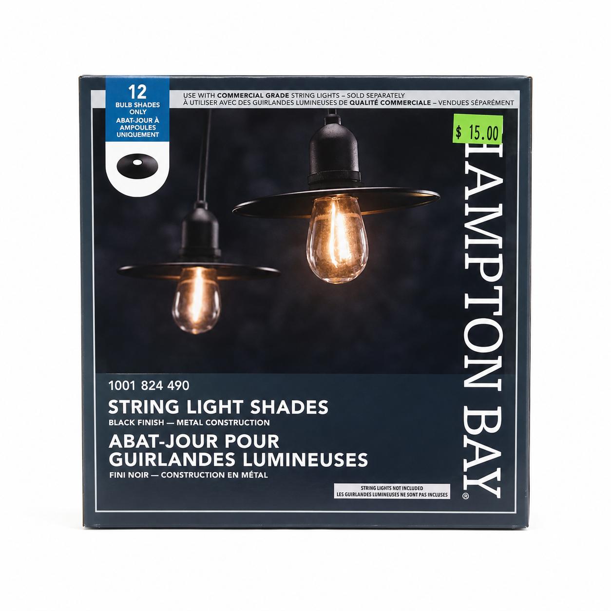 Hampton Bay String Light Shades – 12 Pack (Black)