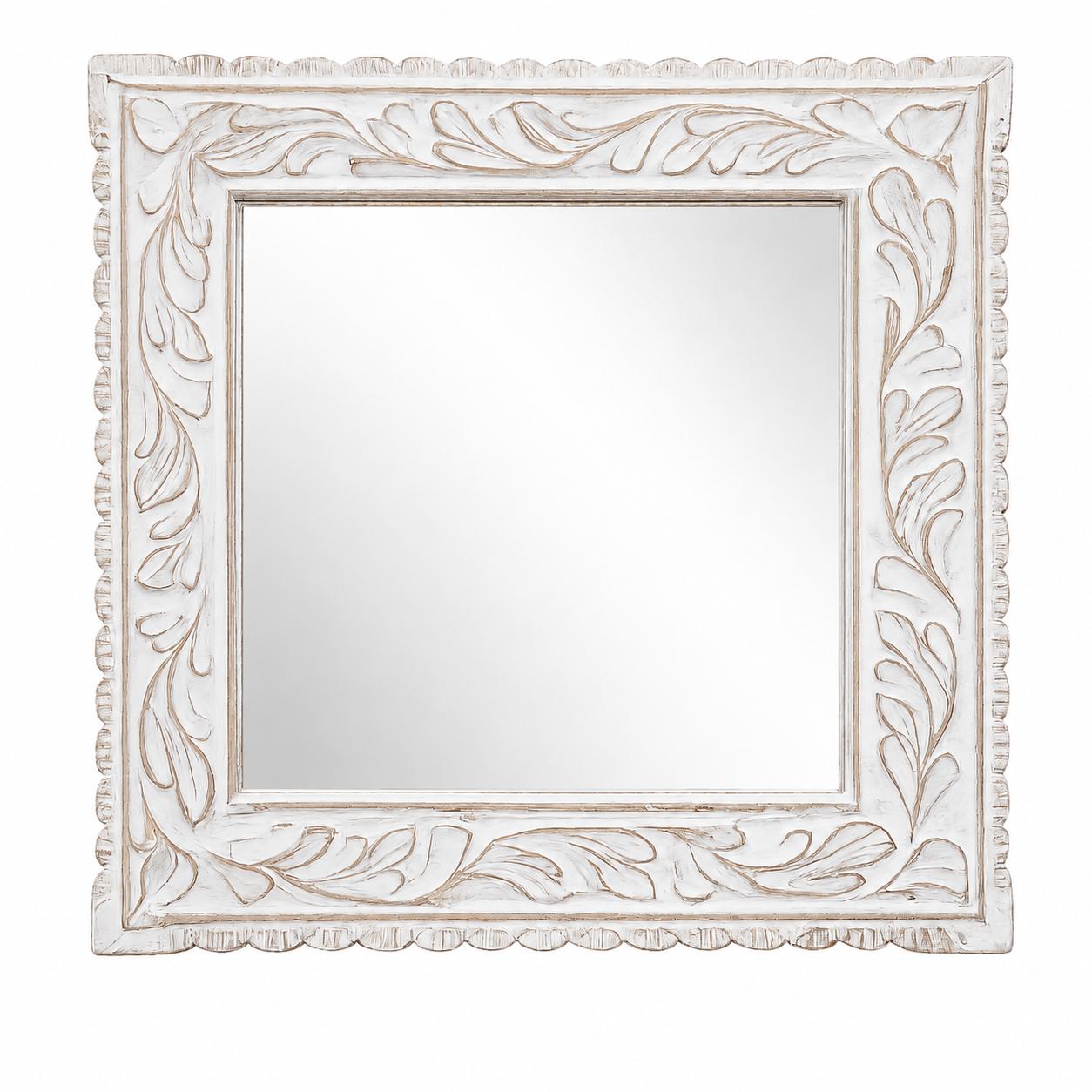 Ornate Distressed White Framed Wall Mirror