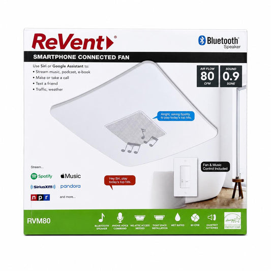 ReVent RVM80 Smartphone Connected Bathroom Fan with Bluetooth Speaker