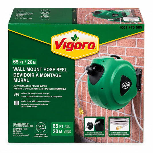 Vigoro 65 ft. Wall Mount Retractable Hose Reel