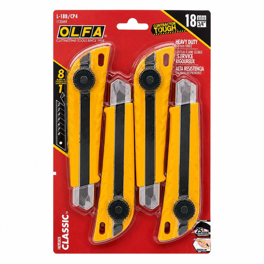 OLFA 18 mm Heavy-Duty Utility Knife Set – 4 Pack