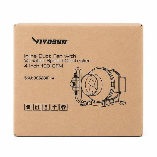 VIVOSUN 4" Inline Duct Fan with Variable Speed Controller – New in Box