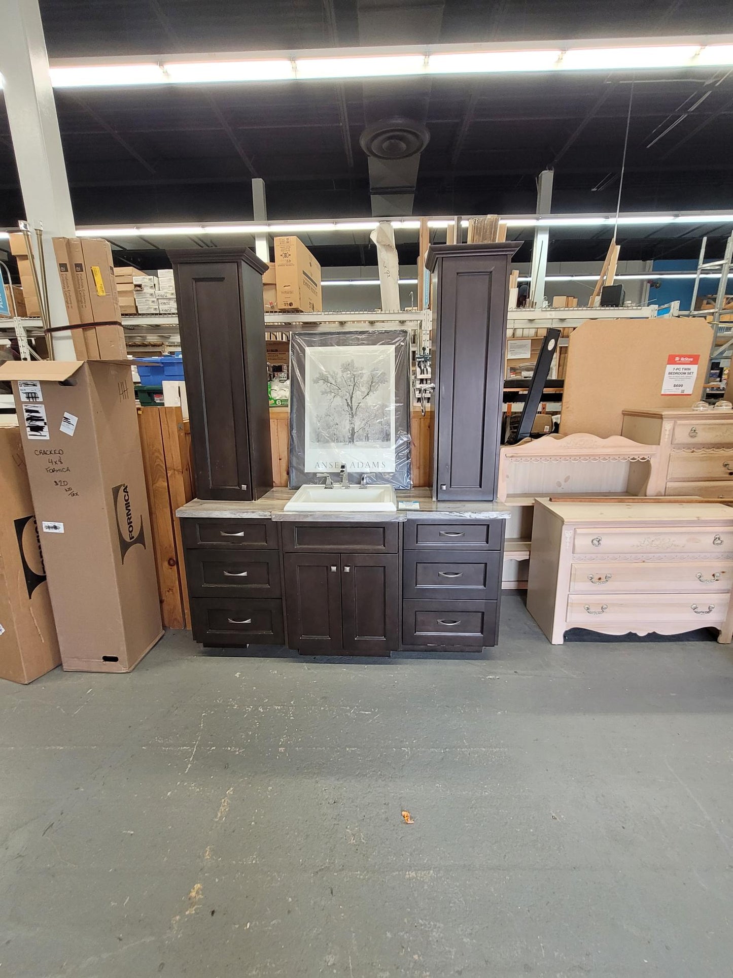 Dark Espresso Bathroom Vanity with Double Tall Towers