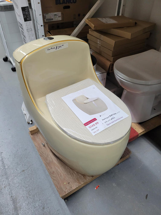 Biscuit 1-Piece Round Toilet – 1.6 GPF with Soft-Close Seat