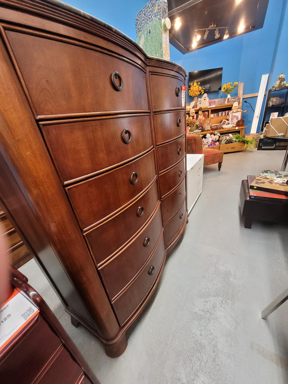 Vintage 12-Drawer Dresser with Stone Top