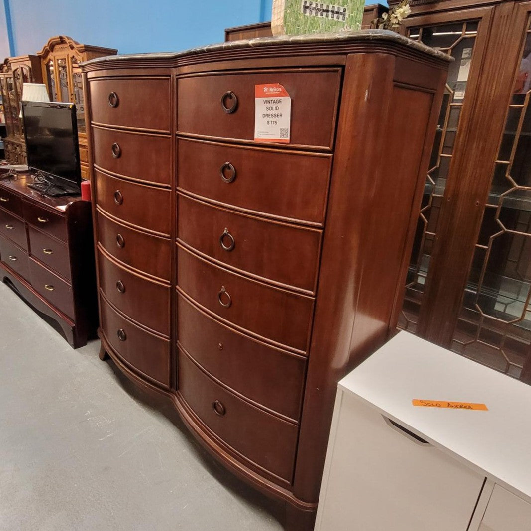 Vintage 12-Drawer Dresser with Stone Top