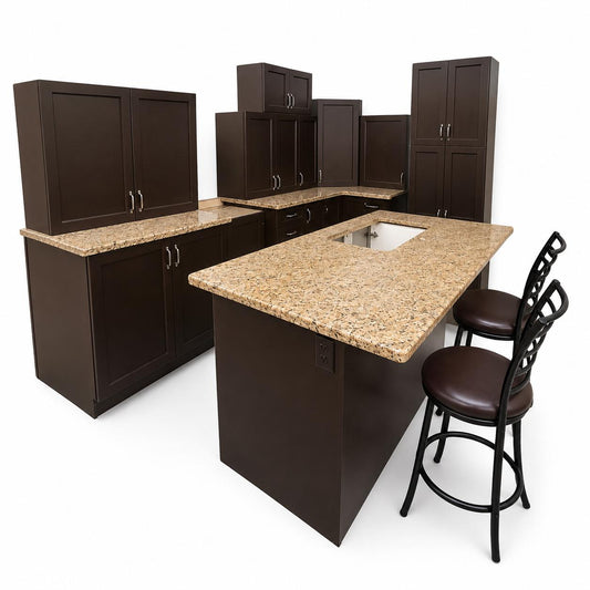Dark Chocolate Shaker Kitchen with Granite Island SK030