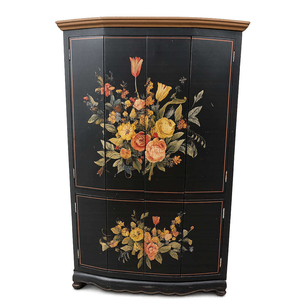 Painted Floral TV Stand / Media Cabinet