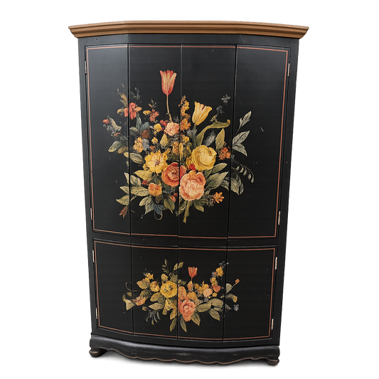 Painted Floral TV Stand / Media Cabinet