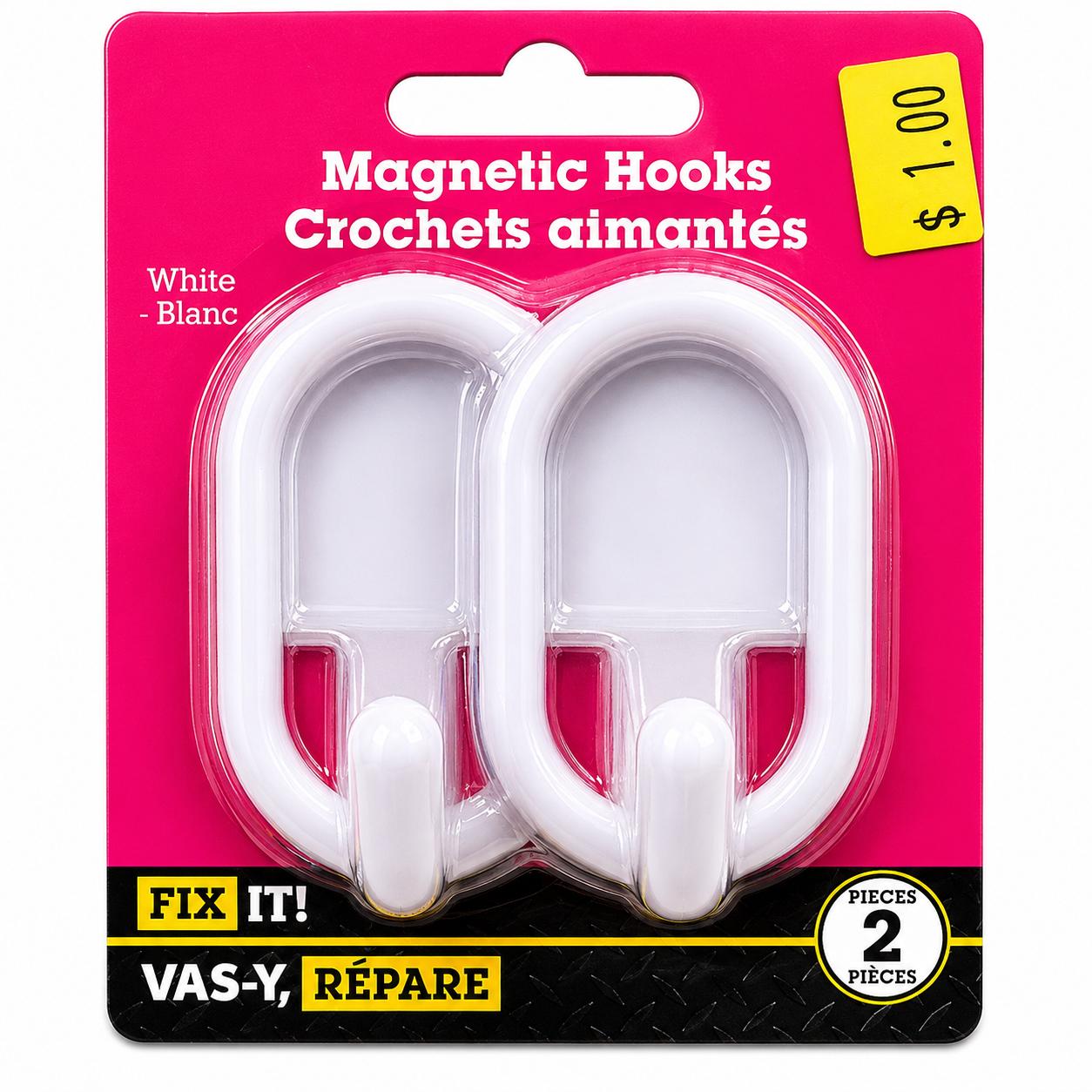 Magnetic Hooks – 2 Pack (White)