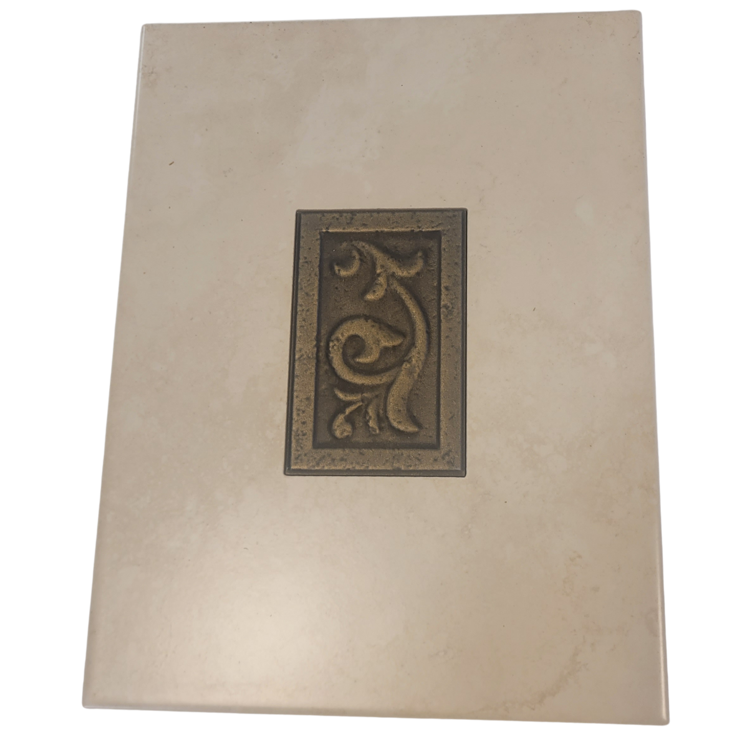 Decorative Ceramic Tile with Ornate Insert-Gold