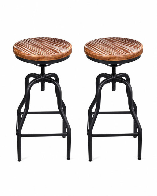 Industrial Adjustable Bar Stools – Set of 2