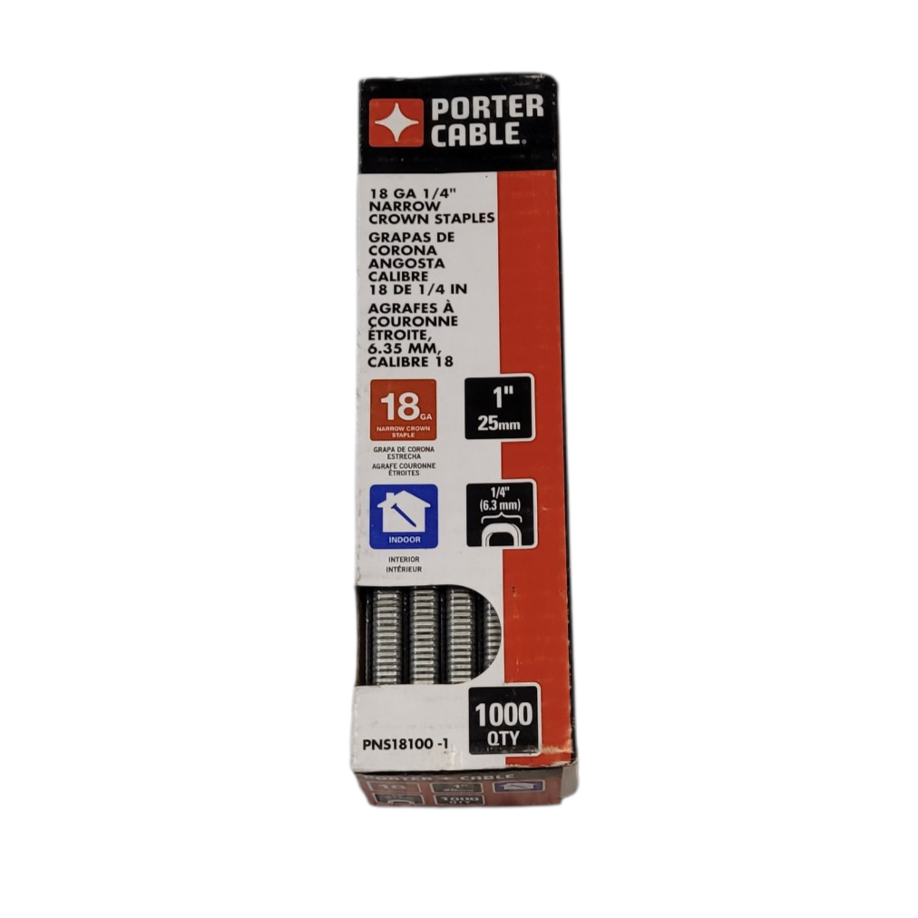 18 Ga. 1" Narrow Crown Staples – 1,000 Pack