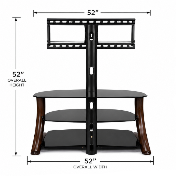 Modern TV Stand with Mount – Black Glass & Wood